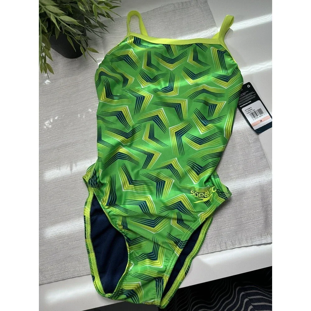 Speedo Womens One Piece Swimsuit Size 28 Vibrant Lime Athletic Fit New